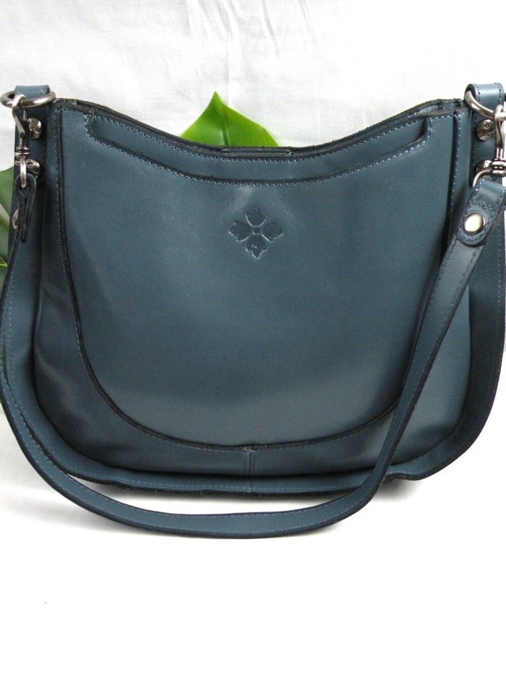Patricia Nash Caletta Leather Hobo Shoulder Bag Blue